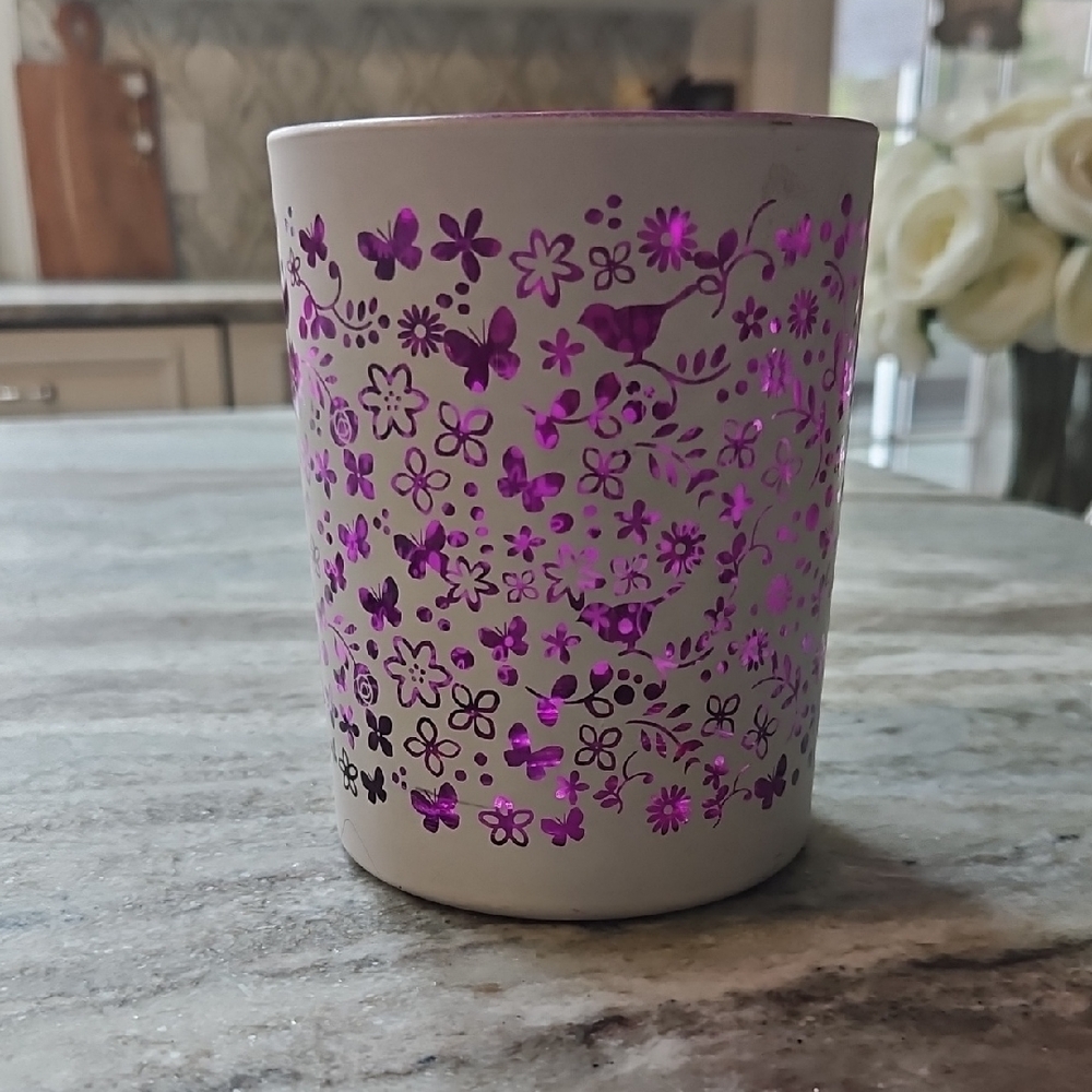 Floral Patterned Multi‎ Use Spring Pencil/pen Holder - Purple And White